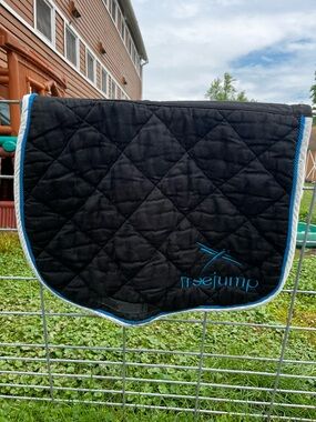 Black Saddle Pad with Blue Trim